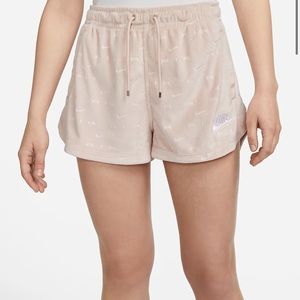 BRAND NEW never worn velour Nike shorts in baby pink. XS